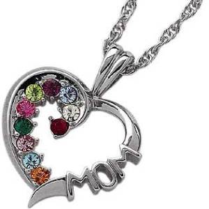Sterling Silver MOM Birthstone Necklace - Image 2