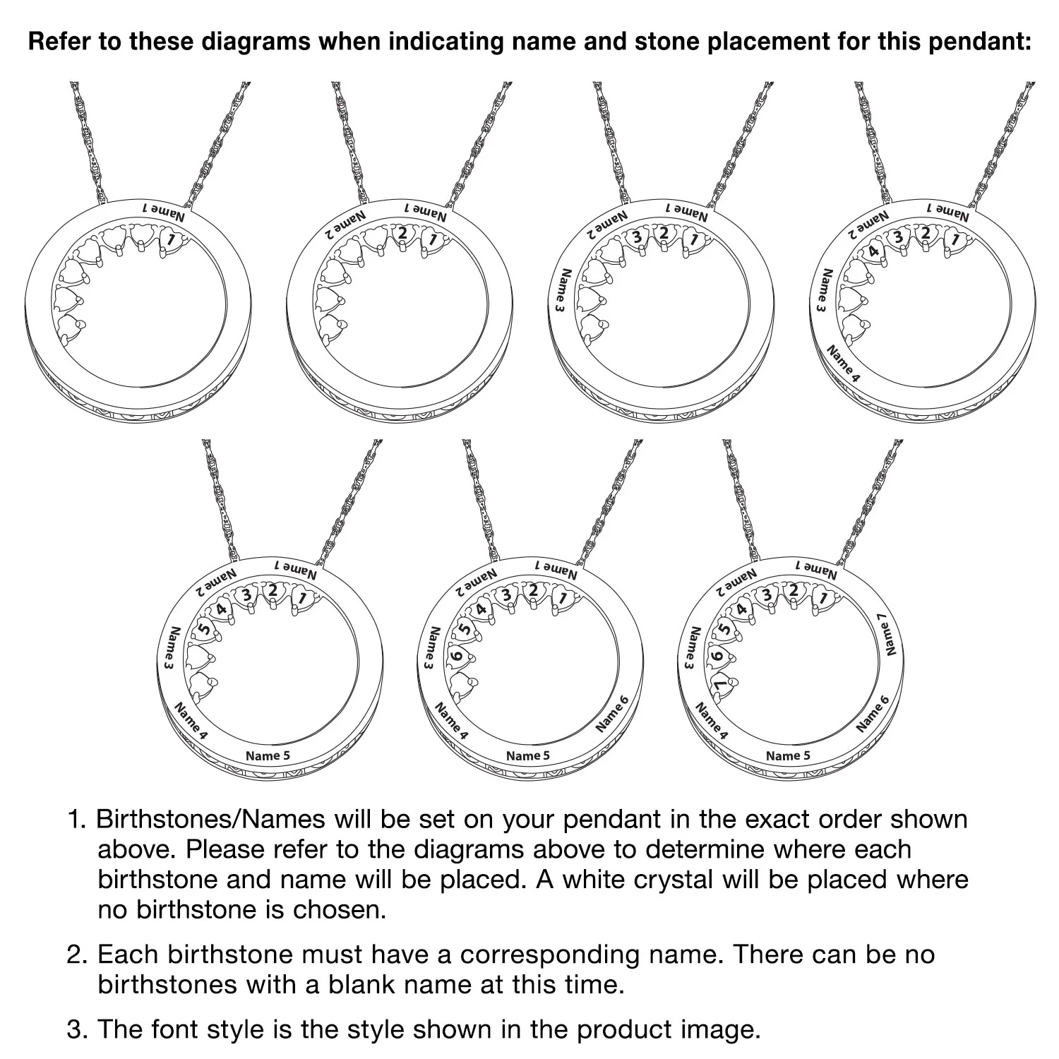 Sterling Silver MOM Engravable Names and Birthstones Circle Pendant - Image 3