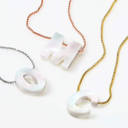 Sterling Silver Mother of Pearl Initial Necklace - 18in - Image 6