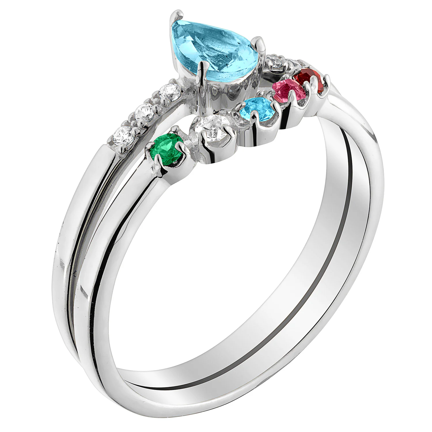 Sterling Silver Mother's and Family Birthstone Ring - Image 2