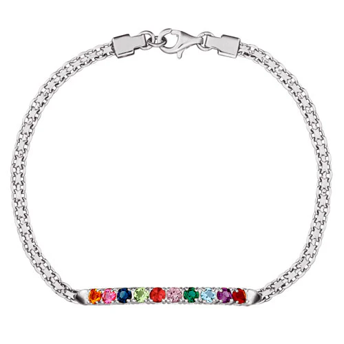 Sterling Silver Mother's Birthstone Bracelet