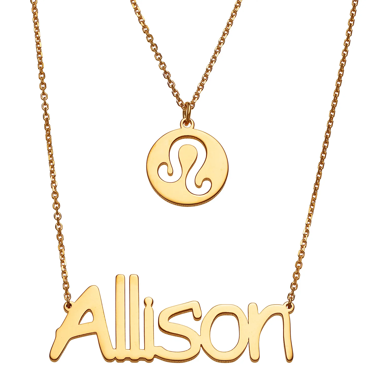 Sterling Silver Name and Zodiac Symbol Charm Necklace - Image 2