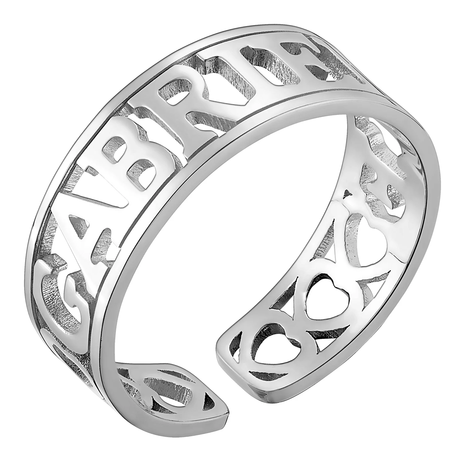 Sterling Silver Name with Open Hearts Ring - Image 2