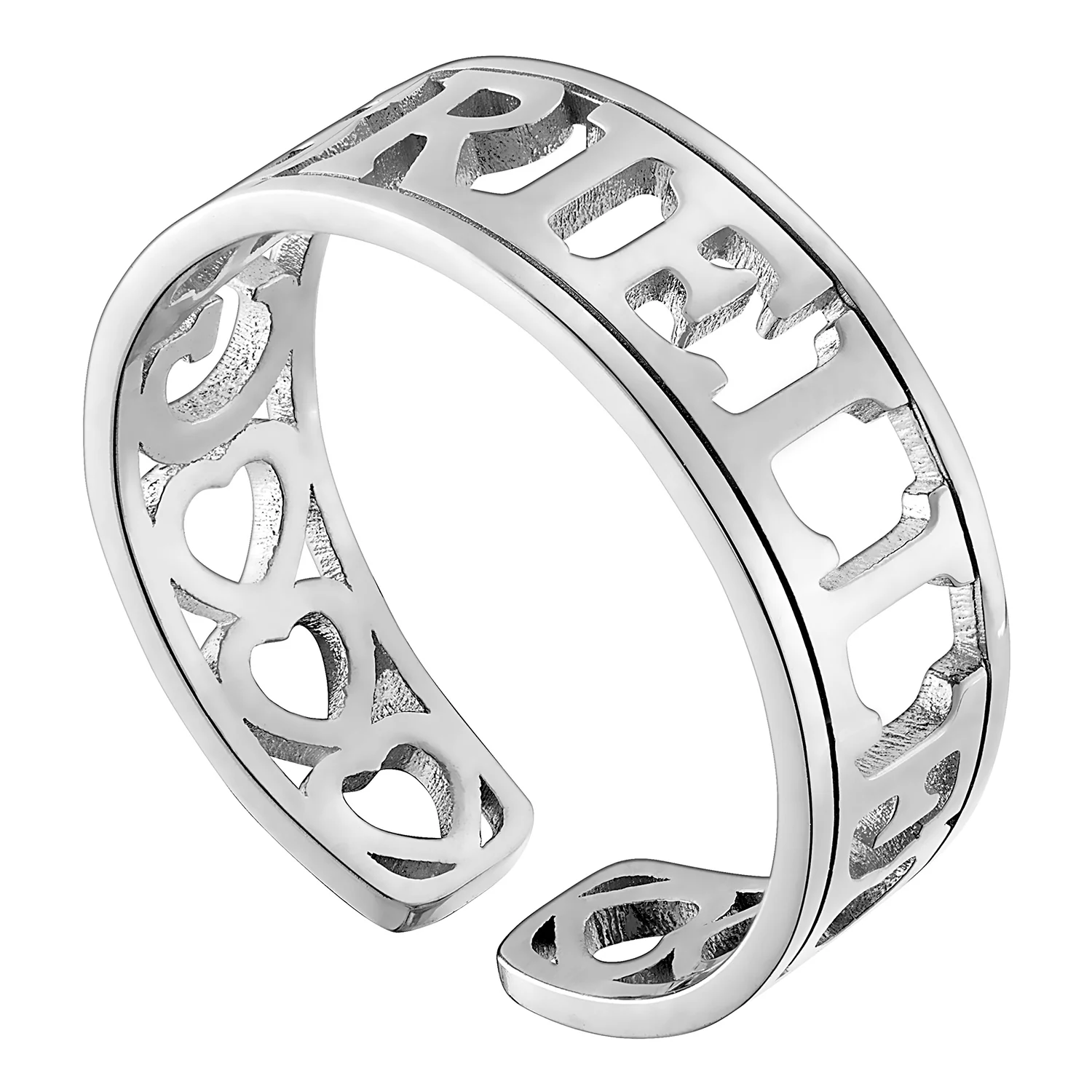 Sterling Silver Name with Open Hearts Ring - Image 3