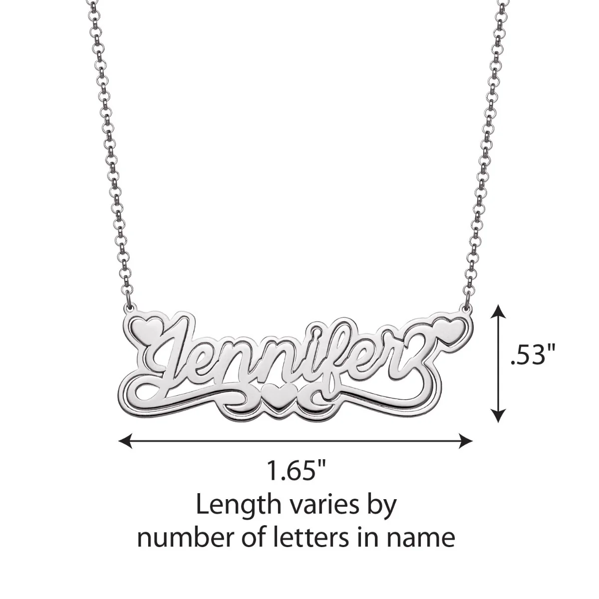 Sterling Silver Name with Outline Necklace with Heart Swirl - Image 4