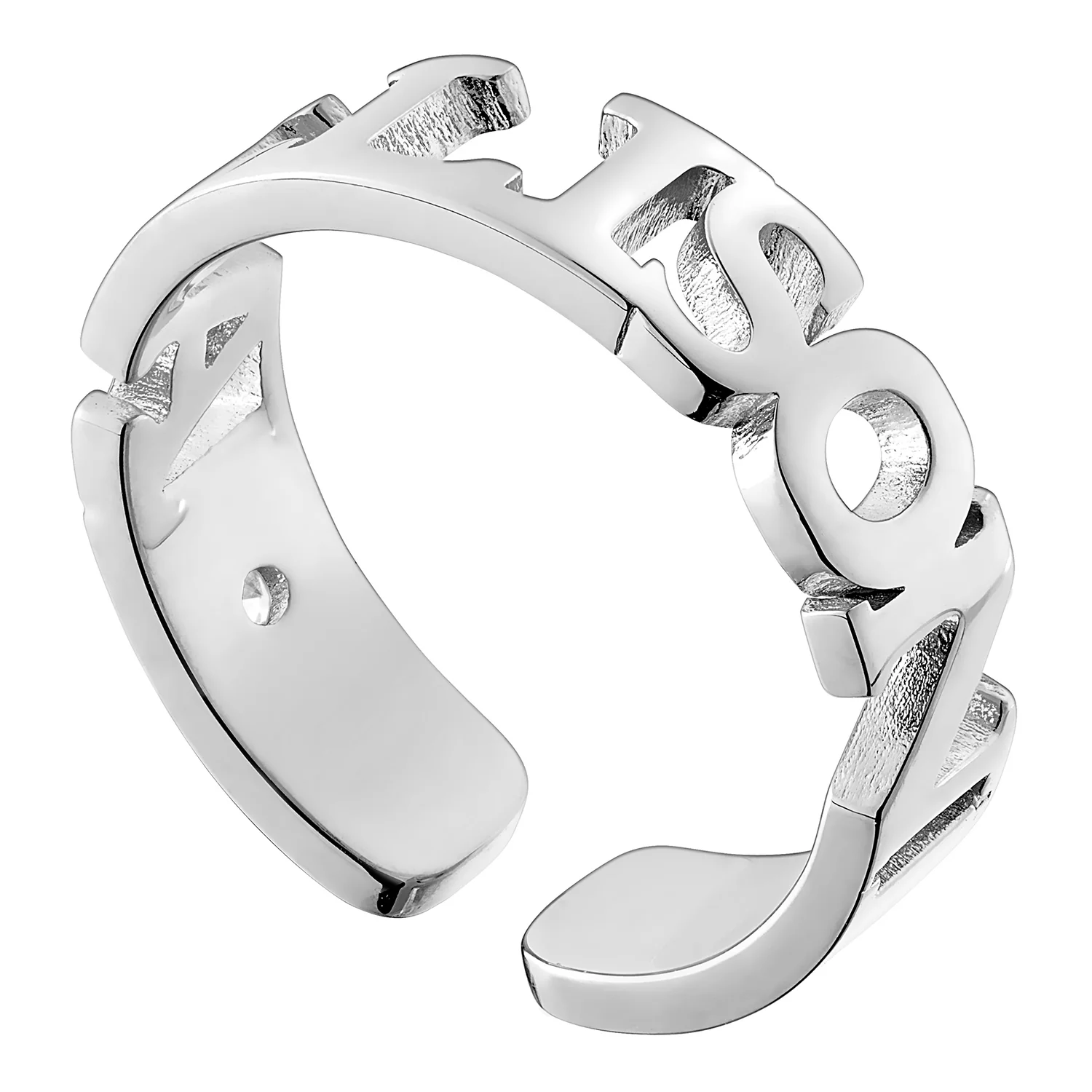 Sterling Silver Name with Side Birthstone Ring - Image 4