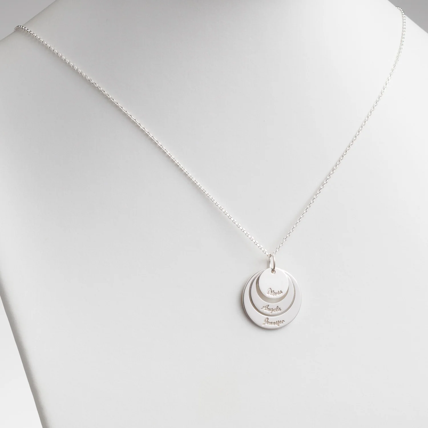 Sterling Silver Nesting Circles with Names Necklace - Image 2
