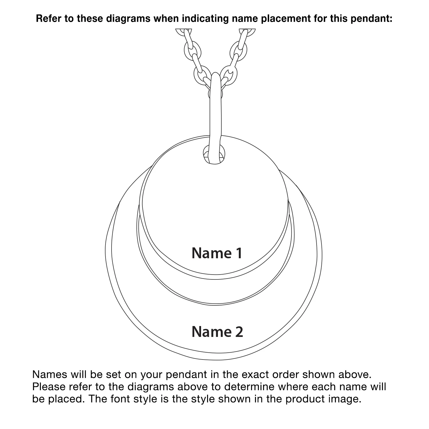 Sterling Silver Nesting Circles with Names Necklace - Image 2