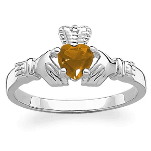 Sterling Silver November Birthstone Claddagh Ring - Image 2