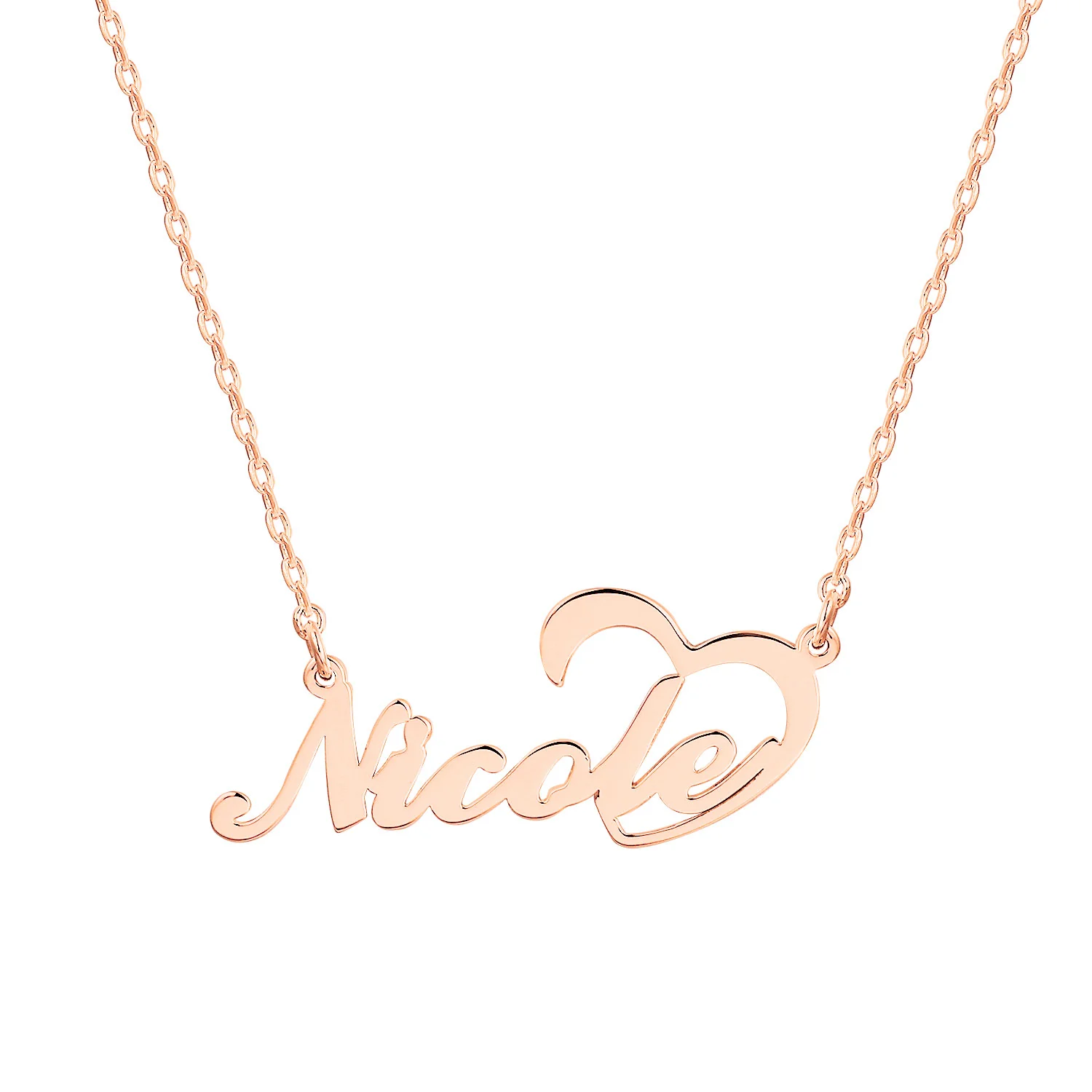 Sterling Silver Open Heart Script Name Plaque Necklace - Image 5