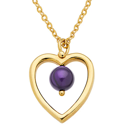 Sterling Silver Open Heart with Birth Month Pearl Necklace - Image 4