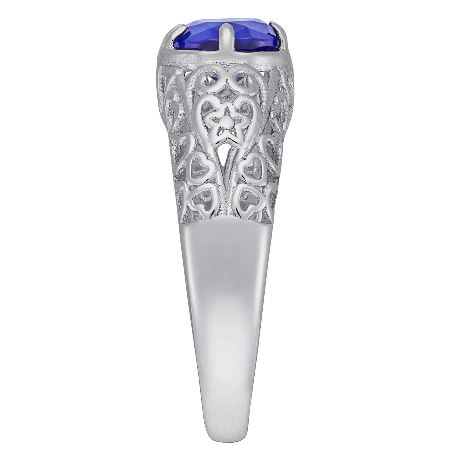 Sterling Silver Birthstone with Filigree Hidden Year Class Ring - Image 3