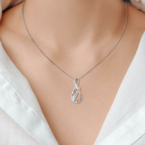 Sterling Silver Personalized Diamond Accent Swirl Infinity Necklace - Image 3
