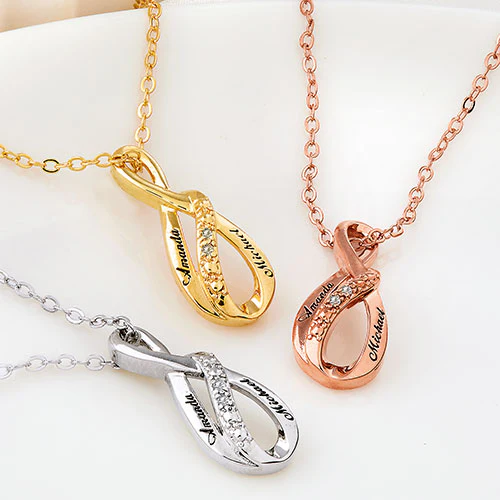 Sterling Silver Personalized Diamond Accent Swirl Infinity Necklace - Image 7