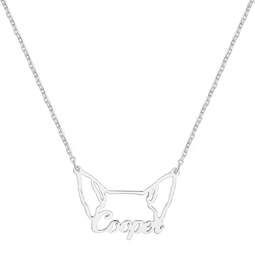 Sterling Silver Personalized Puppy Ears Necklace - Image 6
