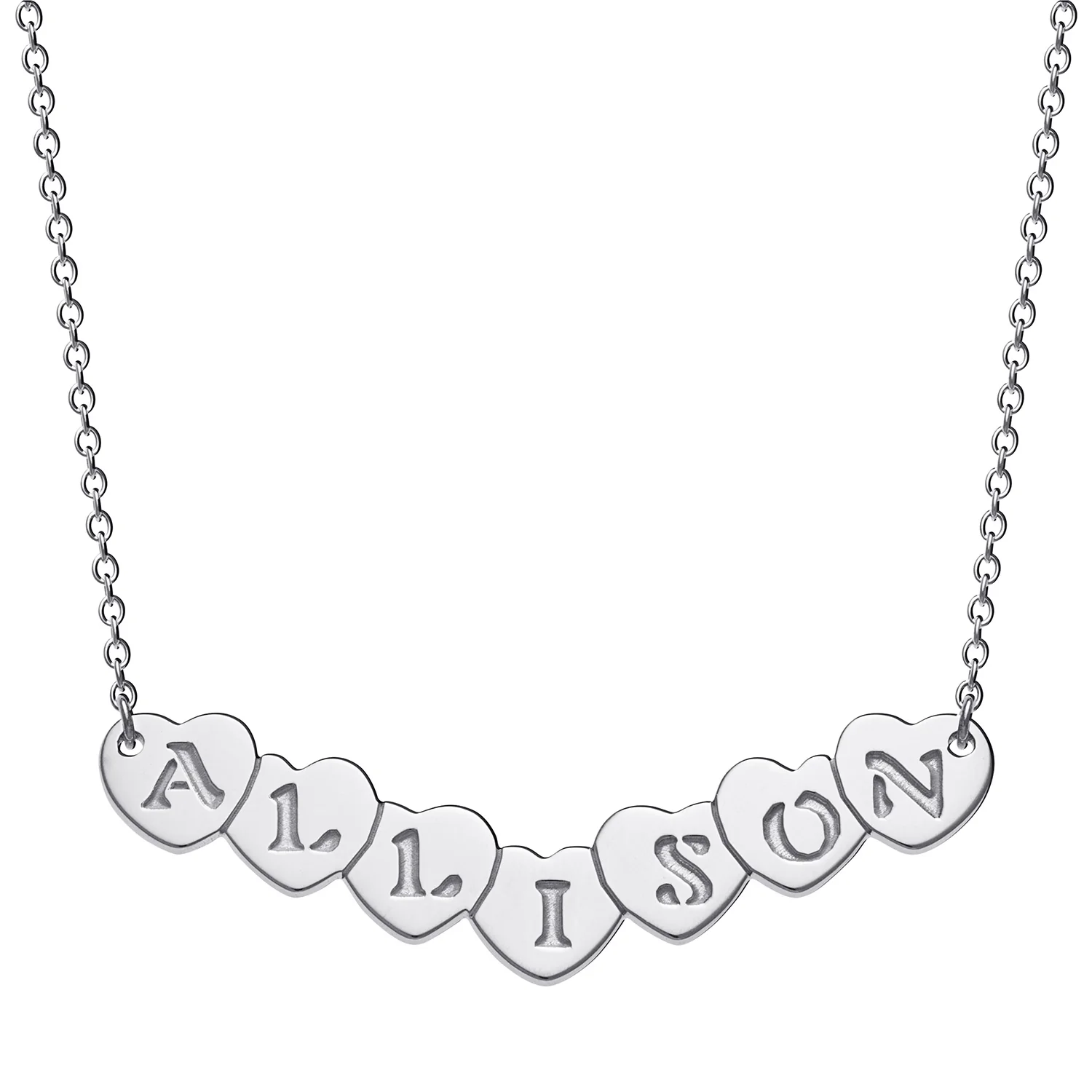 Sterling Silver Personalized Heart Name Necklace
