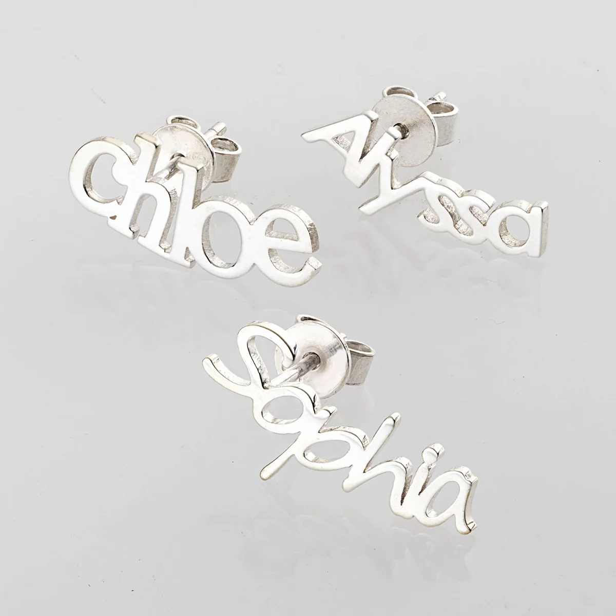 Sterling Silver Personalized Name Crawler Button Earring - Image 3