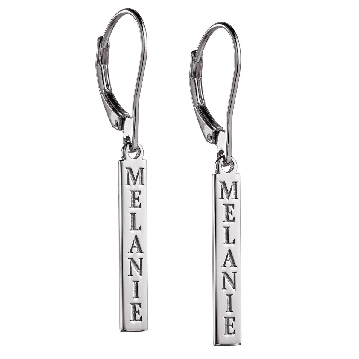 Sterling Silver Personalized Name Tag Dangle Earrings