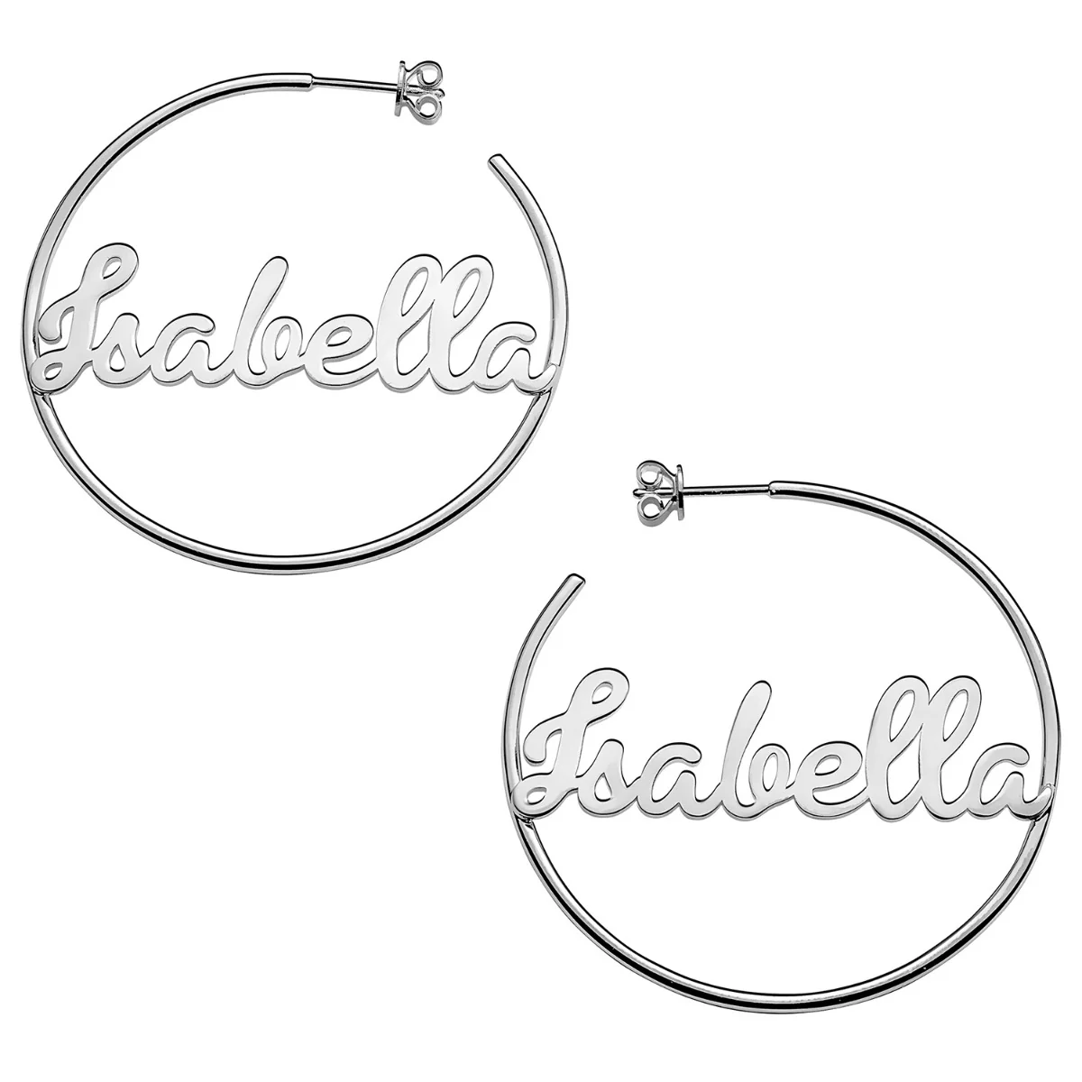 Personalized Sterling Silver Nameplate Large Post Hoop Earrings