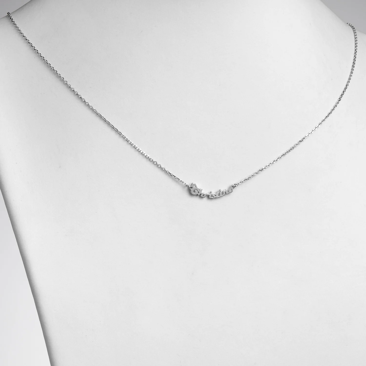 Sterling Silver Petite Bubble Script Name Necklace - Image 2