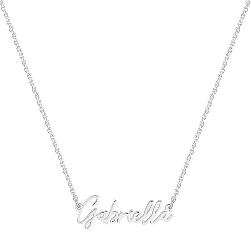 Sterling Silver Petite Cursive Name Plaque Necklace - Image 2
