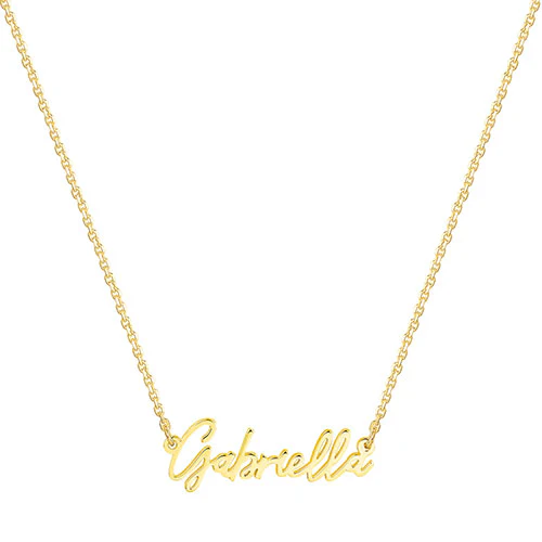 Sterling Silver Petite Cursive Name Plaque Necklace - Image 4