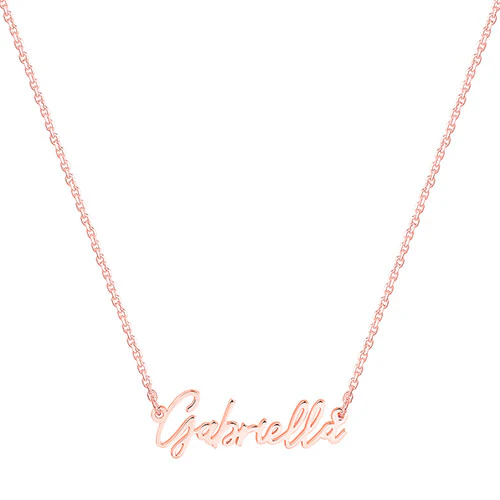 Sterling Silver Petite Cursive Name Plaque Necklace - Image 5