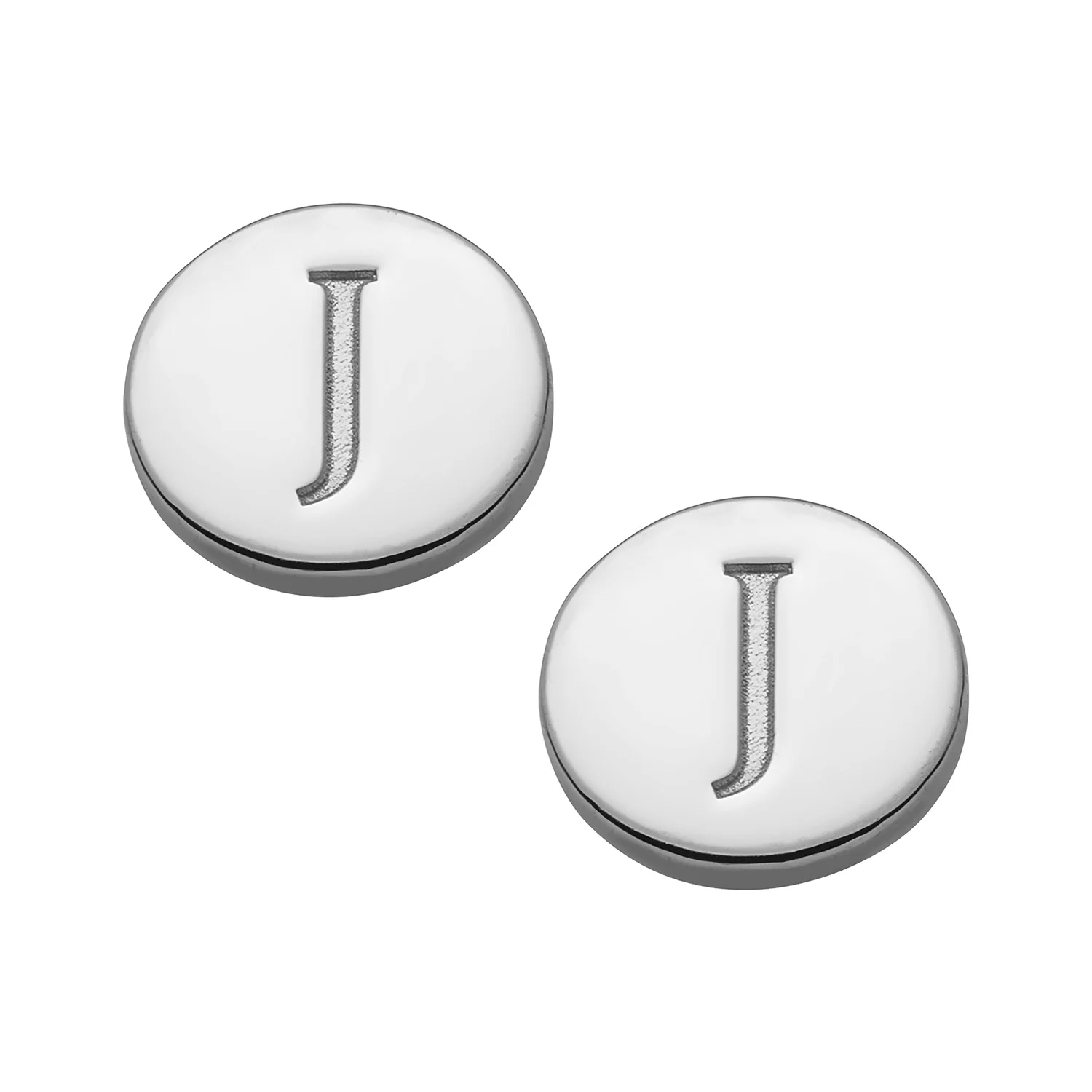 Sterling Silver Petite Engraved Initial Disc Earrings