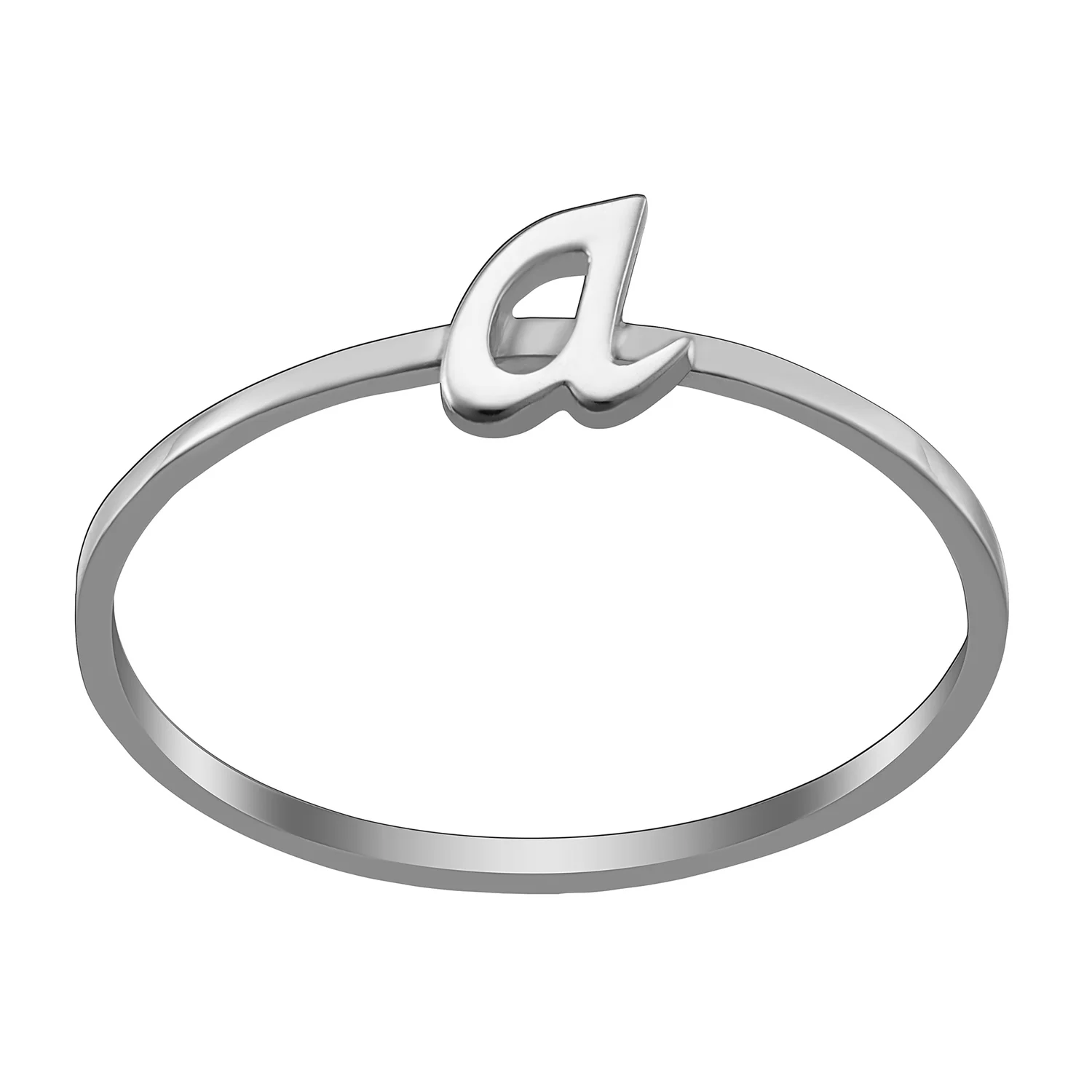 Sterling Silver Petite Lowercase Script Initial Ring - Image 3