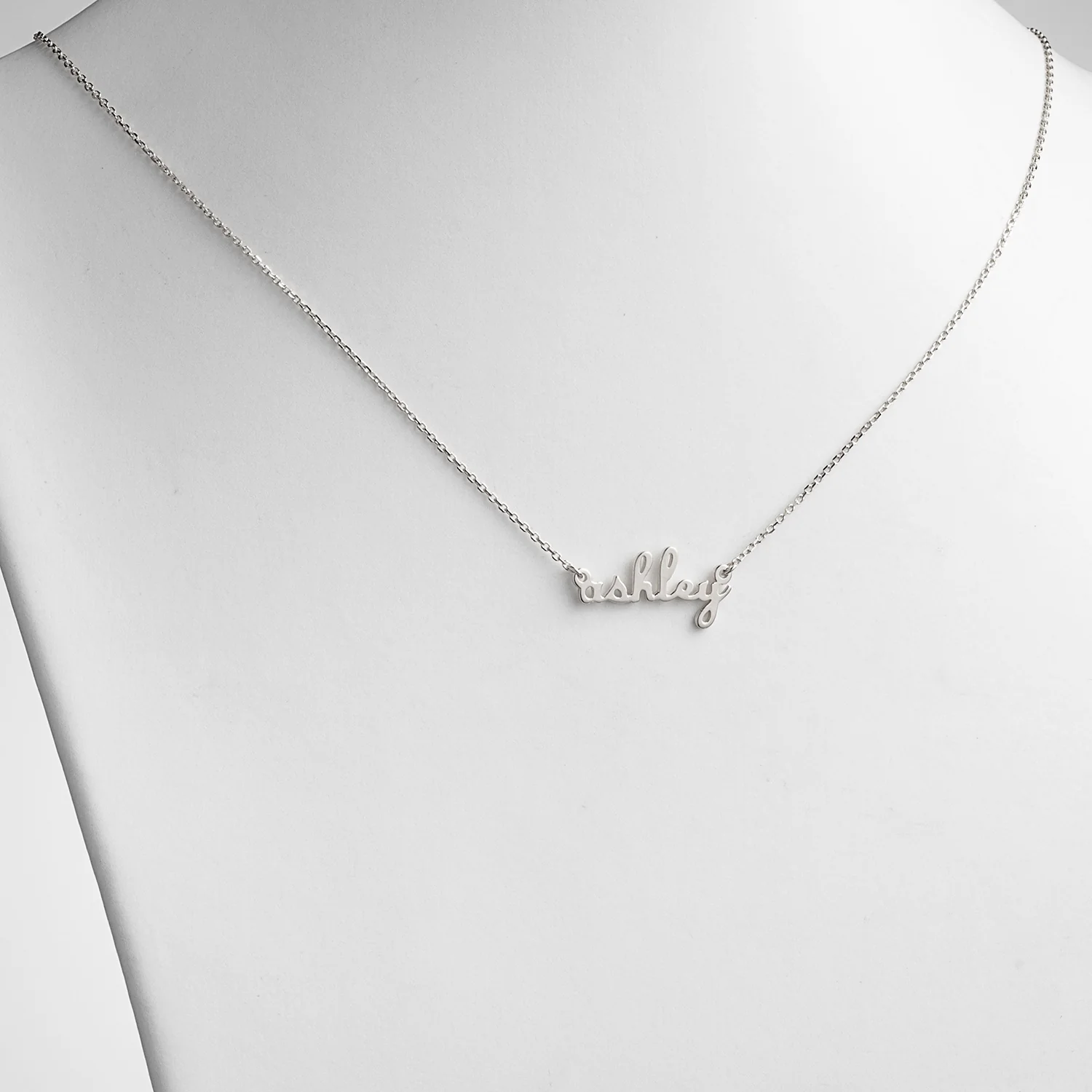 Sterling Silver Petite Lowercase Script Name Necklace - Image 2