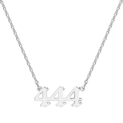 Sterling Silver Petite Old English Angel Number Necklace - Image 2