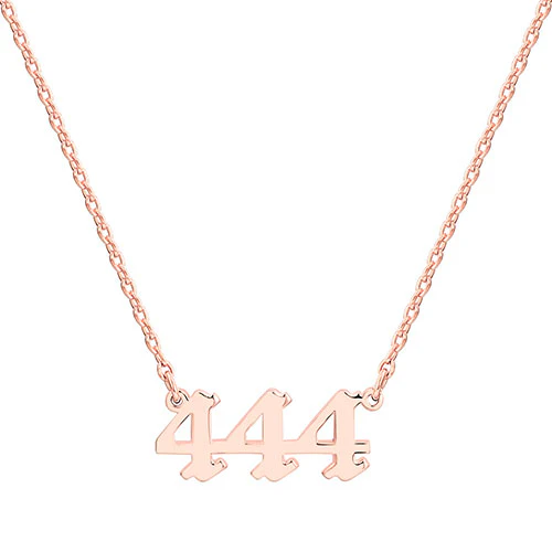 Sterling Silver Petite Old English Angel Number Necklace - Image 6