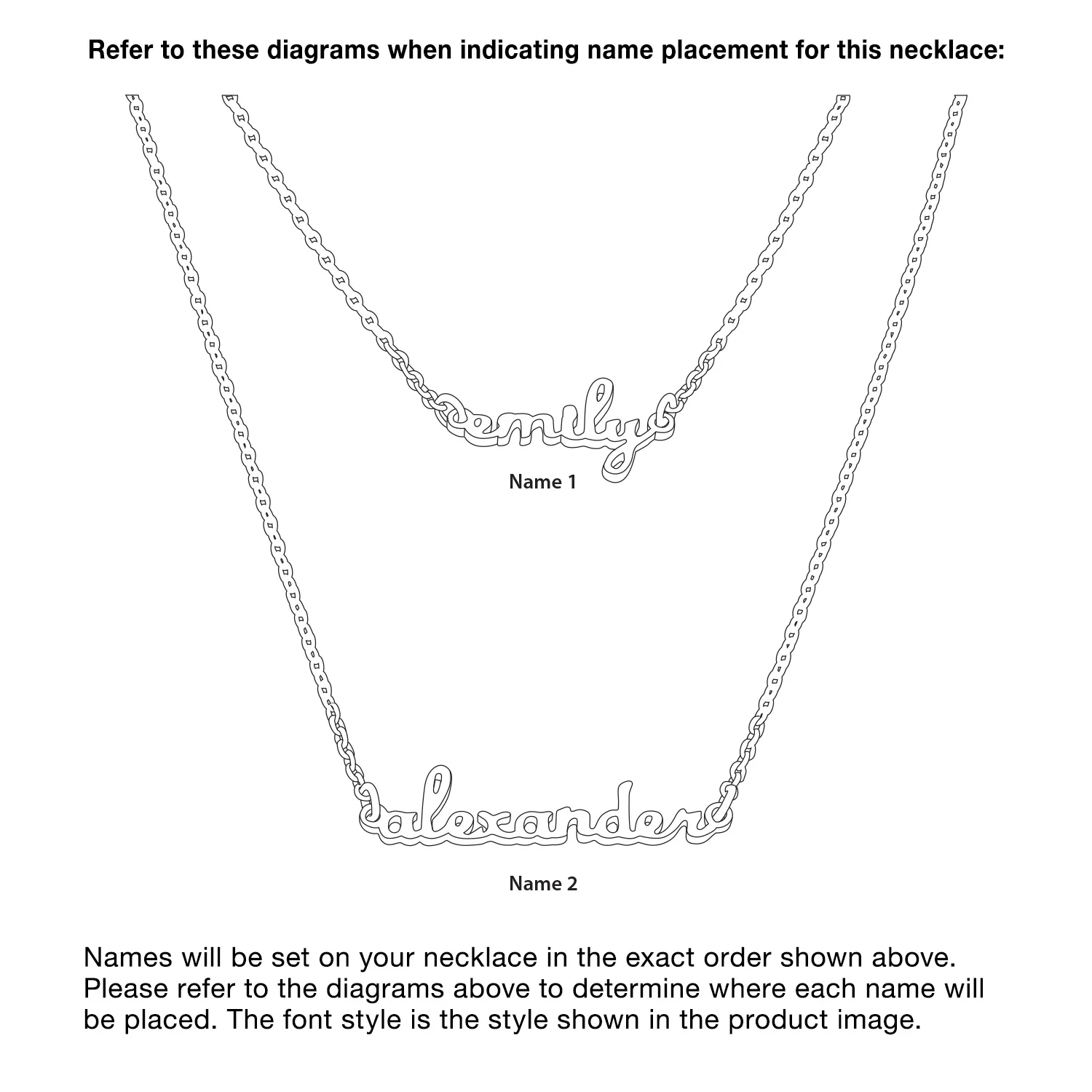 Sterling Silver Petite Script Name Layered Necklace- 2 Names - Image 3