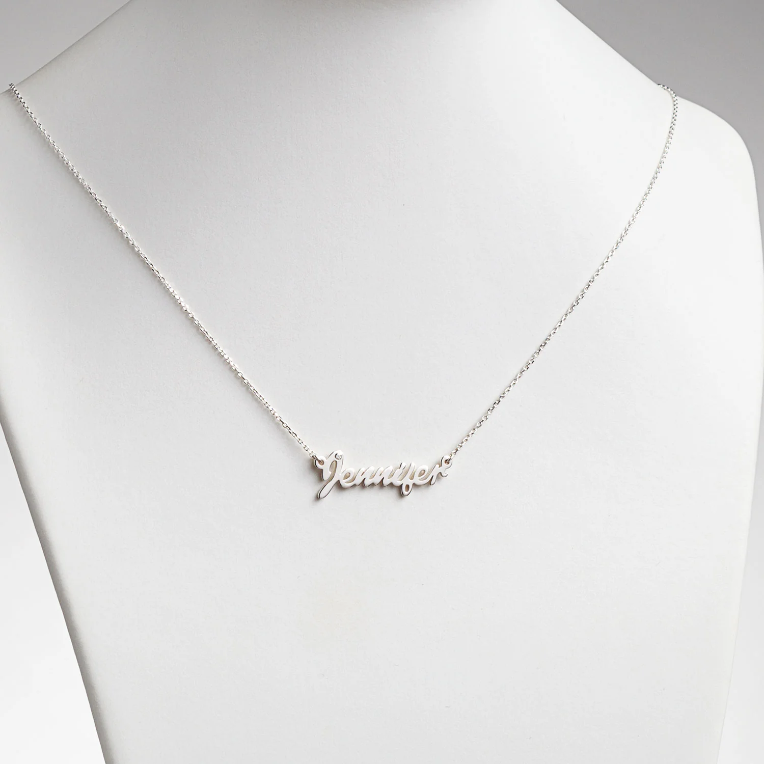 Sterling Silver Petite Script Name with CZ Necklace - Image 2
