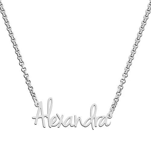 Sterling Silver Petite Script Name with Free Freshwater Pearl Earrings - Image 2