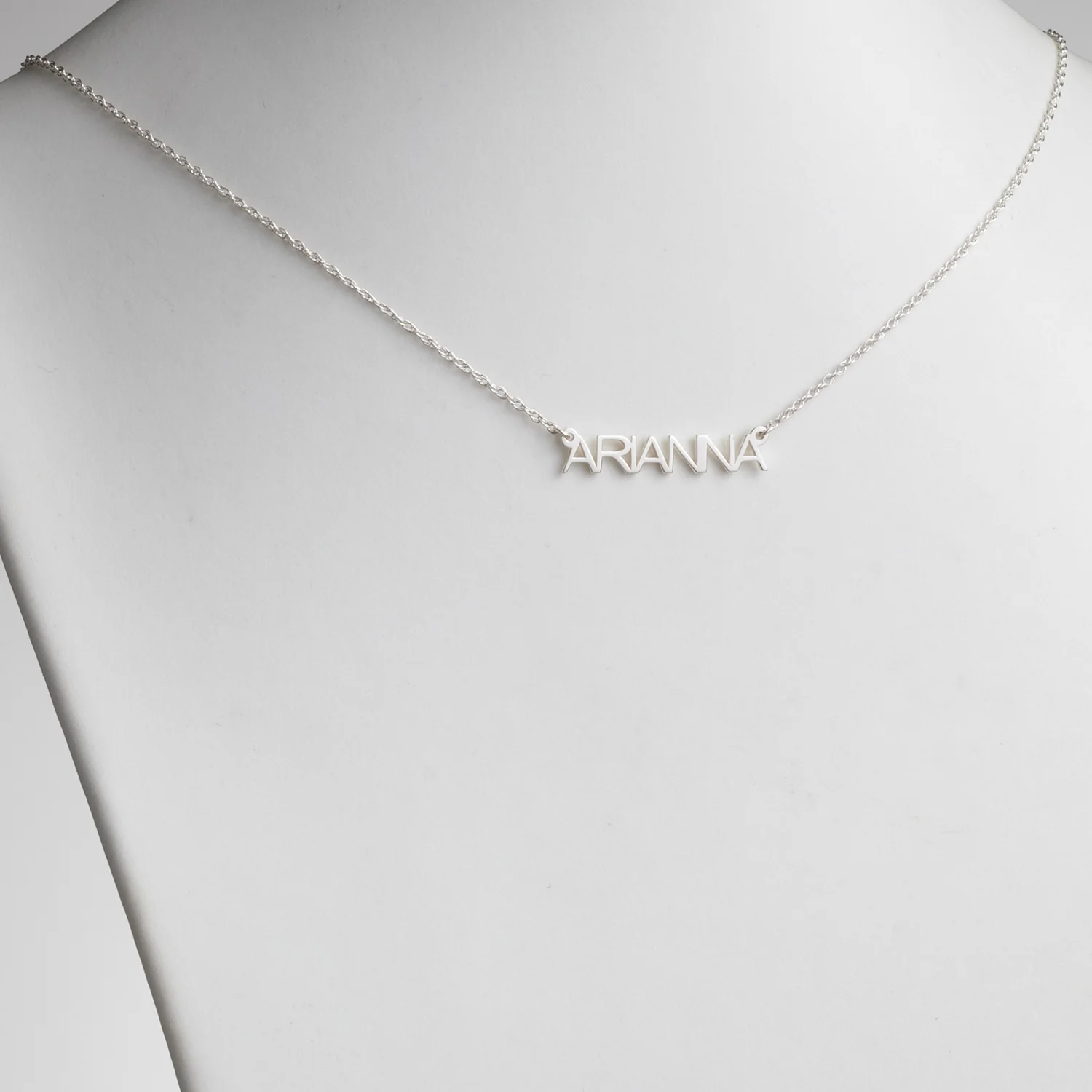 Sterling Silver Petite Uppercase Name Necklace - Image 2
