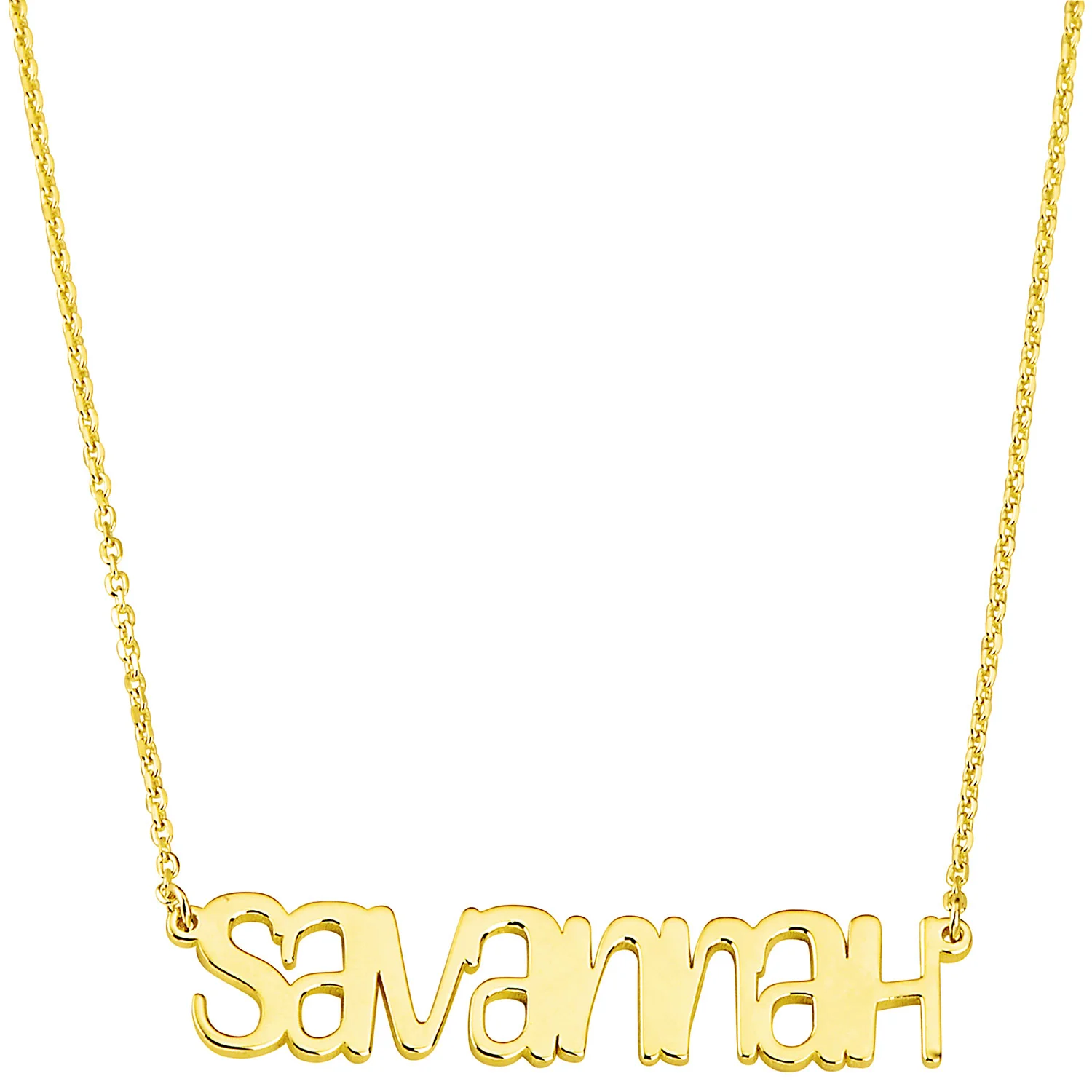Sterling Silver Playful Font Name Plaque Necklace - Image 4