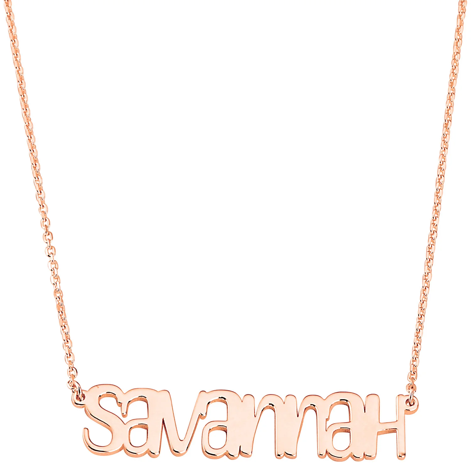 Sterling Silver Playful Font Name Plaque Necklace - Image 5