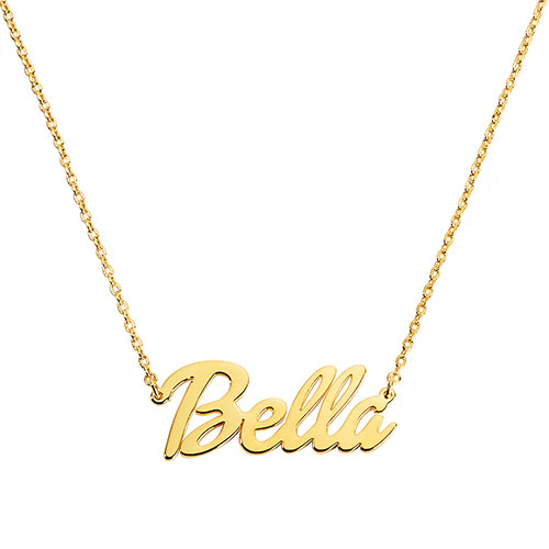 Sterling Silver Retro Bold Script Name with Free Freshwater Pearl Earrings - Image 3