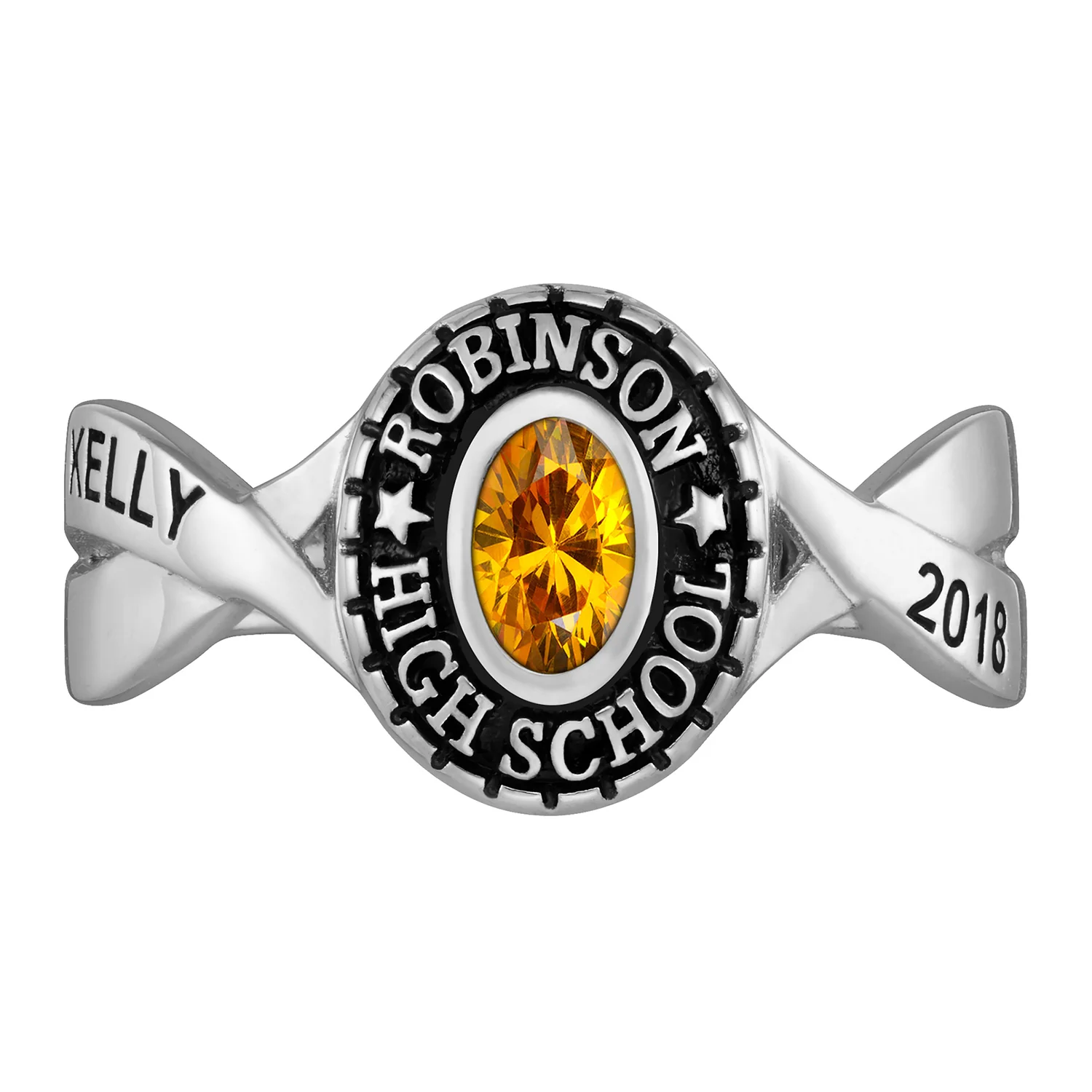 Sterling Silver Rhodium-Plated Traditional Braided Ladies Class Ring - Image 2