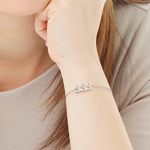Sterling Silver Script Angel Number Bracelet - Image 3