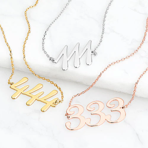 Sterling Silver Script Angel Number Necklace - Image 2