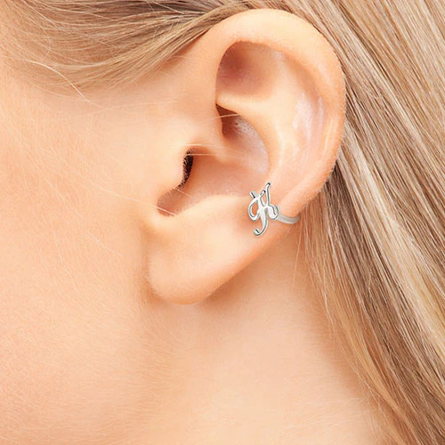 Sterling Silver Script Initials Ear Cuffs - Image 3