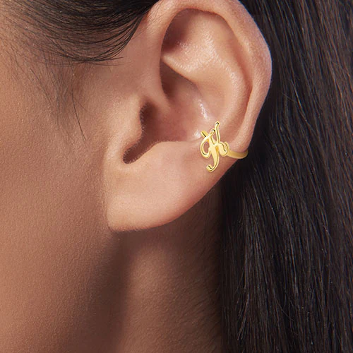 Sterling Silver Script Initials Ear Cuffs - Image 5