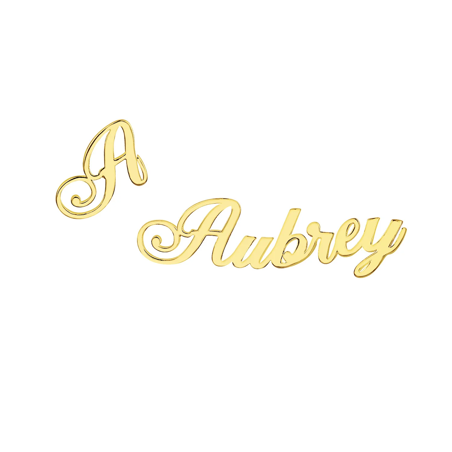 Sterling Silver Script Name and Initial Mixed Pair Earrings - Image 5