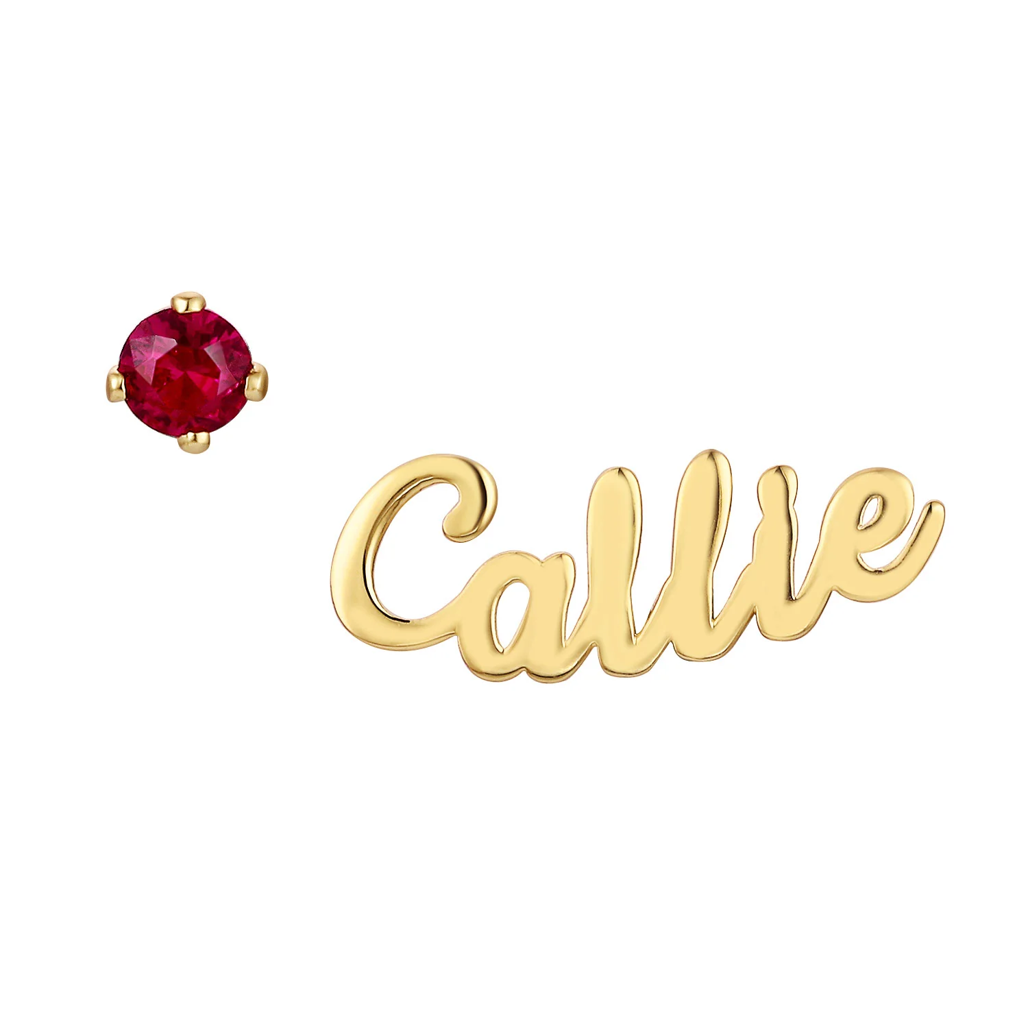 Sterling Silver Script Name Earring and Birthstone Mixed Pair Earrings - Image 4