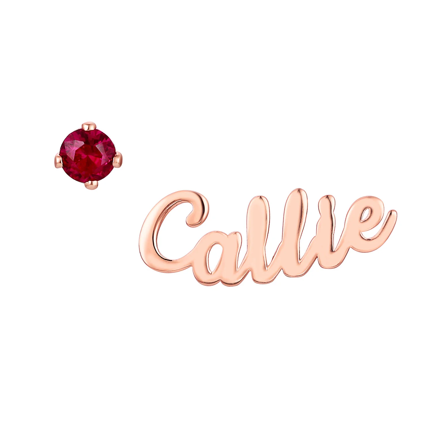 Sterling Silver Script Name Earring and Birthstone Mixed Pair Earrings - Image 6