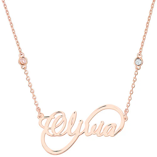 Sterling Silver Script Name Infinity and Birthstone Necklace - Image 6