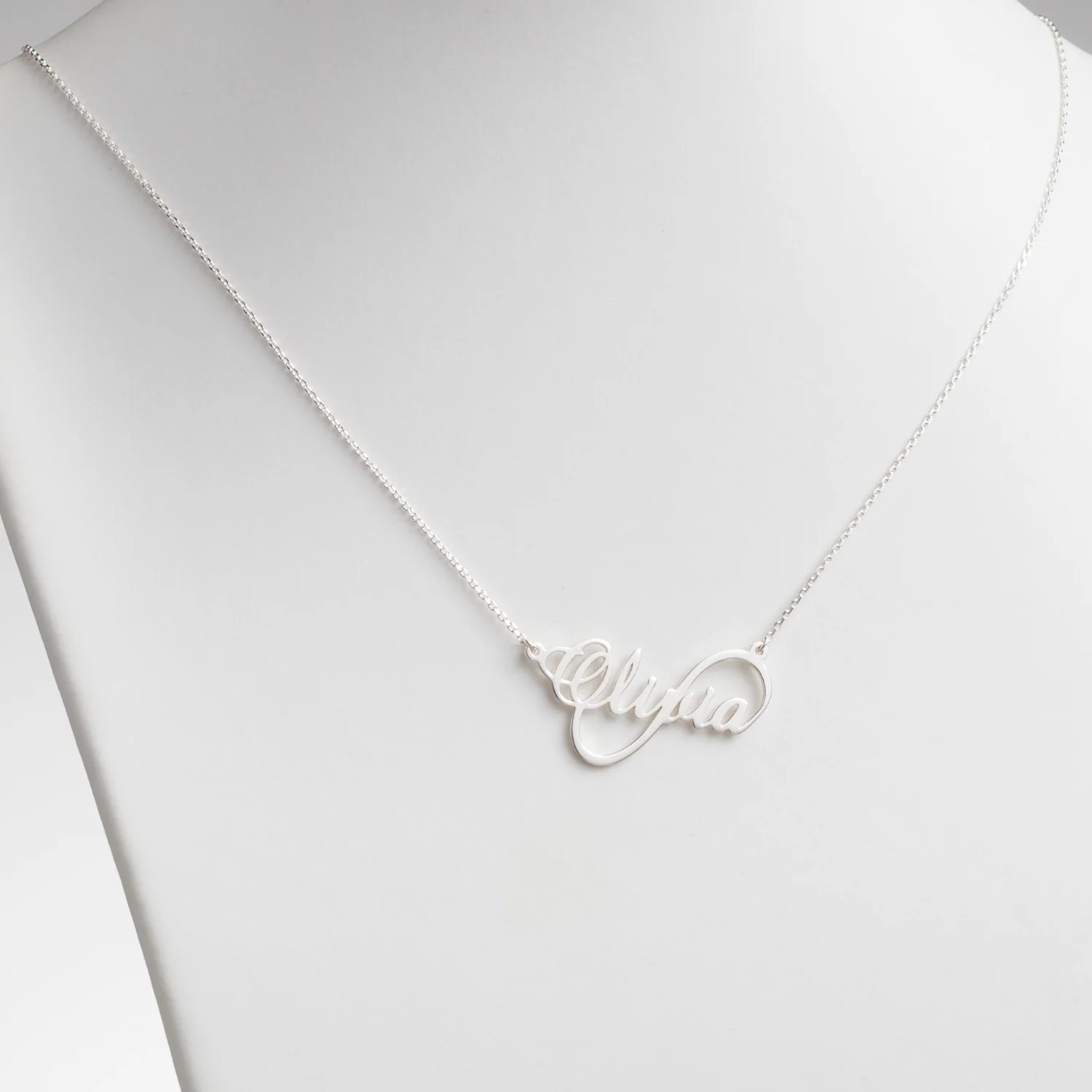 Sterling Silver Script Name Infinity Necklace - Image 2