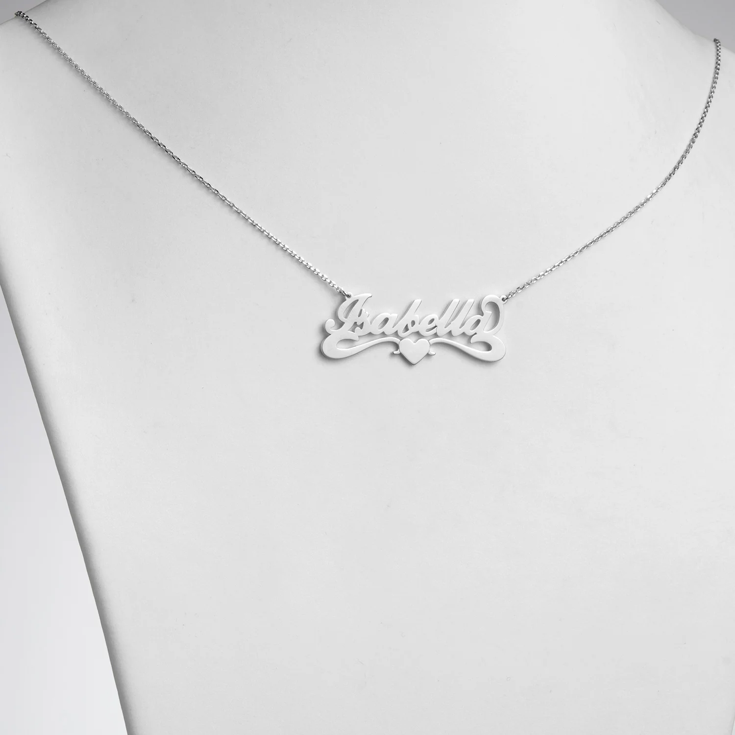 Sterling Silver Script Name Necklace with Open Heart Tail - Image 2